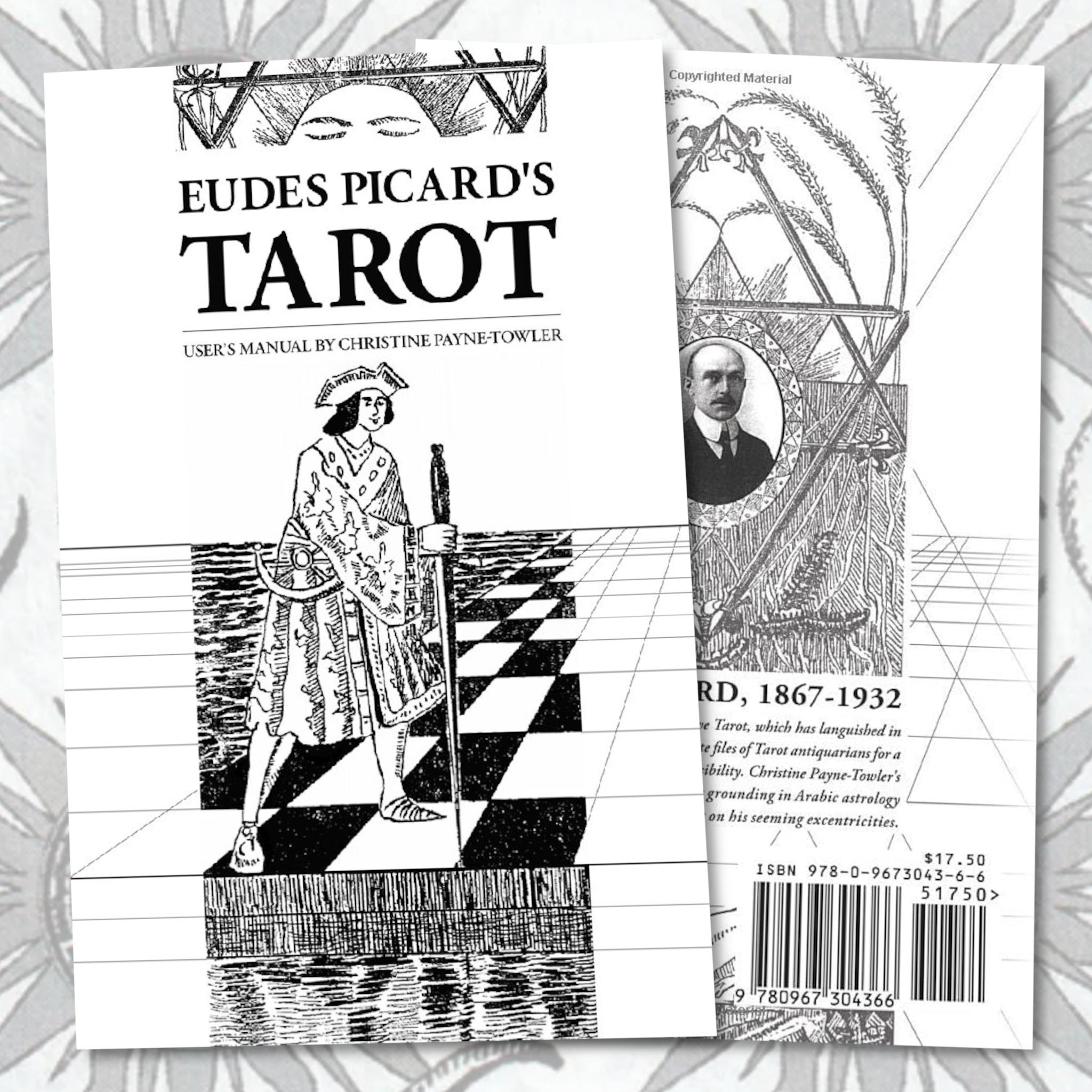 Eudes Picard Tarot User Manual Book Front and Back Cover - Black and White.